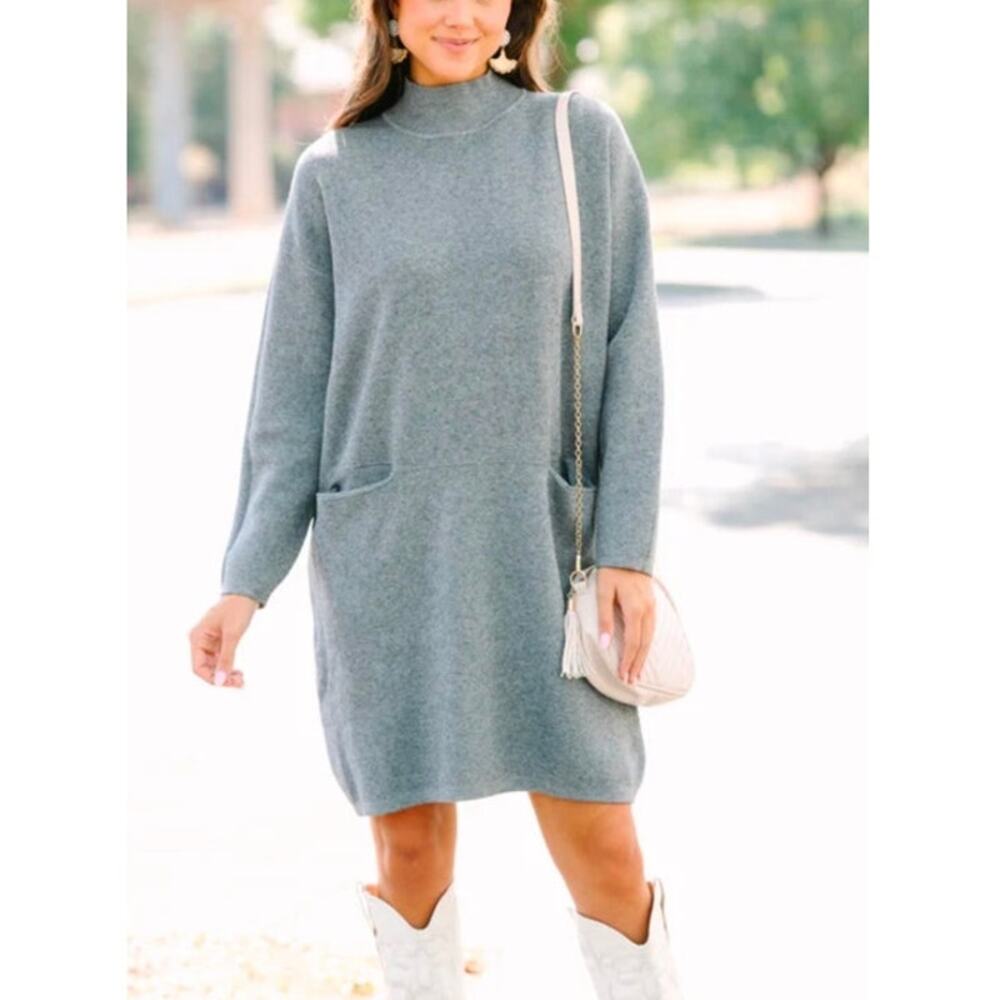PINCH NWT‎ Double Pocket Sweater Black Dress Women's Small Mock Neck
